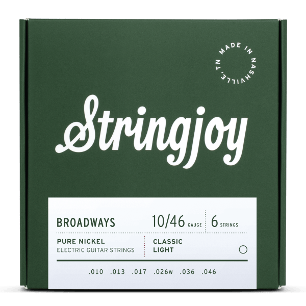 Stringjoy Broadways | Classic Light Gauge (10-46) Pure Nickel Electric Guitar Strings Stringjoy Guitar Strings